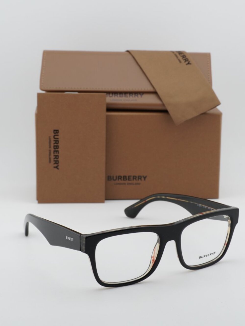 Burberry BE2411 4121 Rectangle Eyeglasses 53mm - Black on Vintage Check - Picture 11 of 11